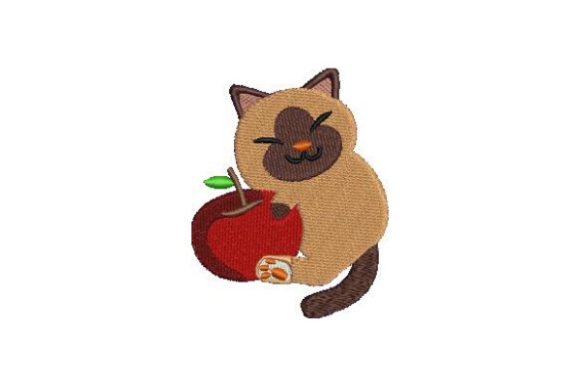 Cat Hugging Apple: A Craft Fair-Ready Embroidery Design