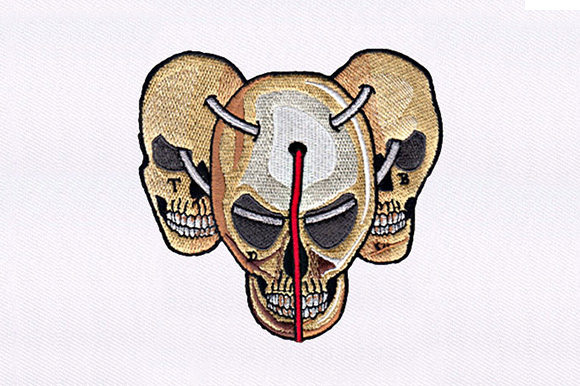 Menacing Skulls: A Bold Embroidery Design