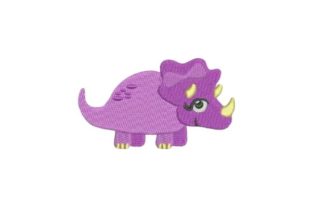 Purple Dinosaur Girl Embroidery
