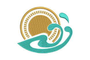 Sun and Waves Embroidery Design